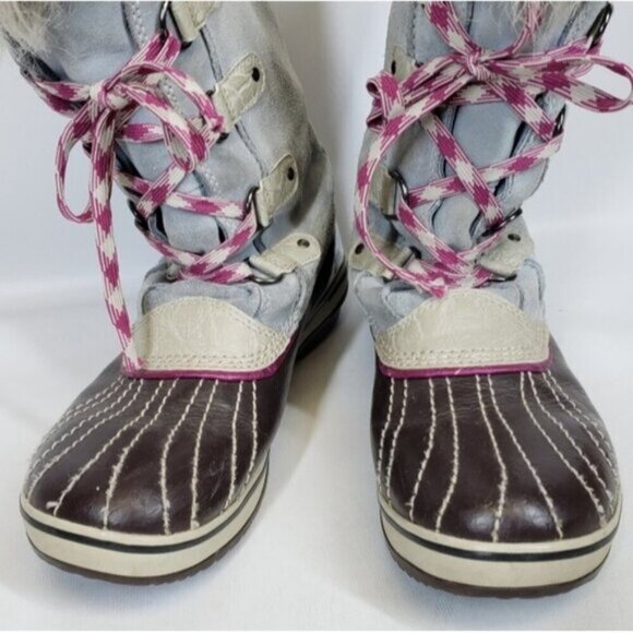 Sorel Joan of Arctic Blue Leather Waterproof Snow Winter Boots Size 7 Wo… - Picture 4 of 15